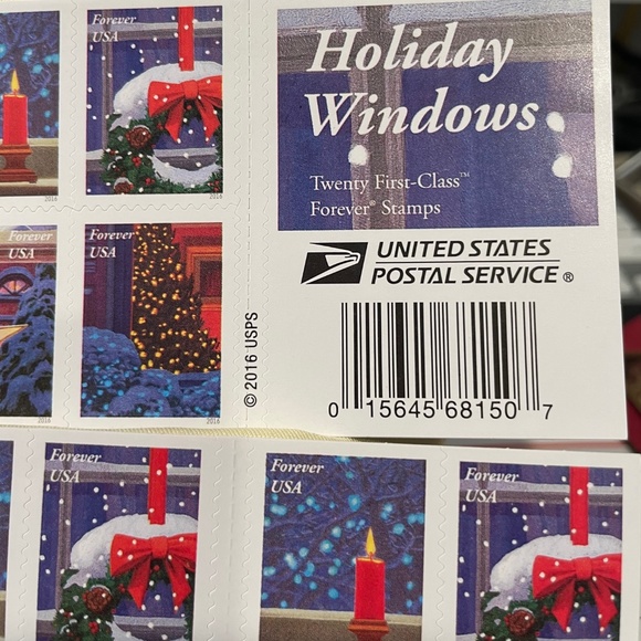 2016 Christmas Holiday Windows Booklet of 20, Mint NH Collectible - Picture 2 of 4